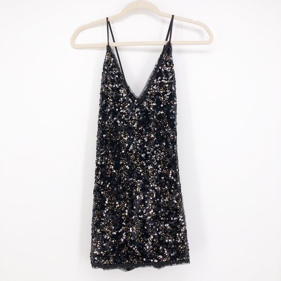NBD x Revolve Dress Sloan Black Sequin Slip Mini - Picture 2 of 8